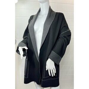 Habitat Black Brushed Fleece Shawl Neckline Oversized Open Lagenlook Jacket Med